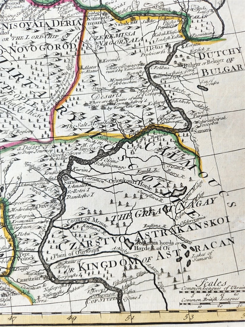 1721 MAP of RUSSIA - MOSCOVEY in EUROPE by Abel Ketelbey ANTIQUE - 3