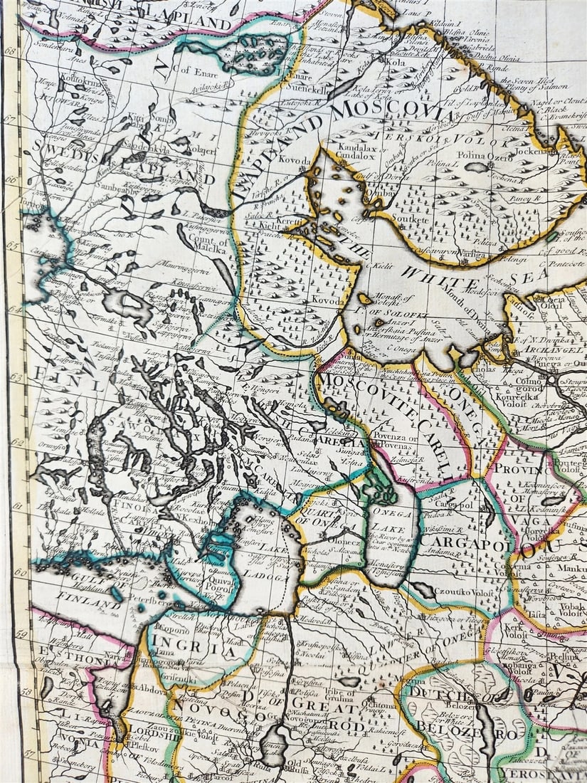 1721 MAP of RUSSIA - MOSCOVEY in EUROPE by Abel Ketelbey ANTIQUE - 5