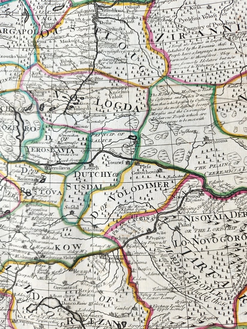 1721 MAP of RUSSIA - MOSCOVEY in EUROPE by Abel Ketelbey ANTIQUE - 6