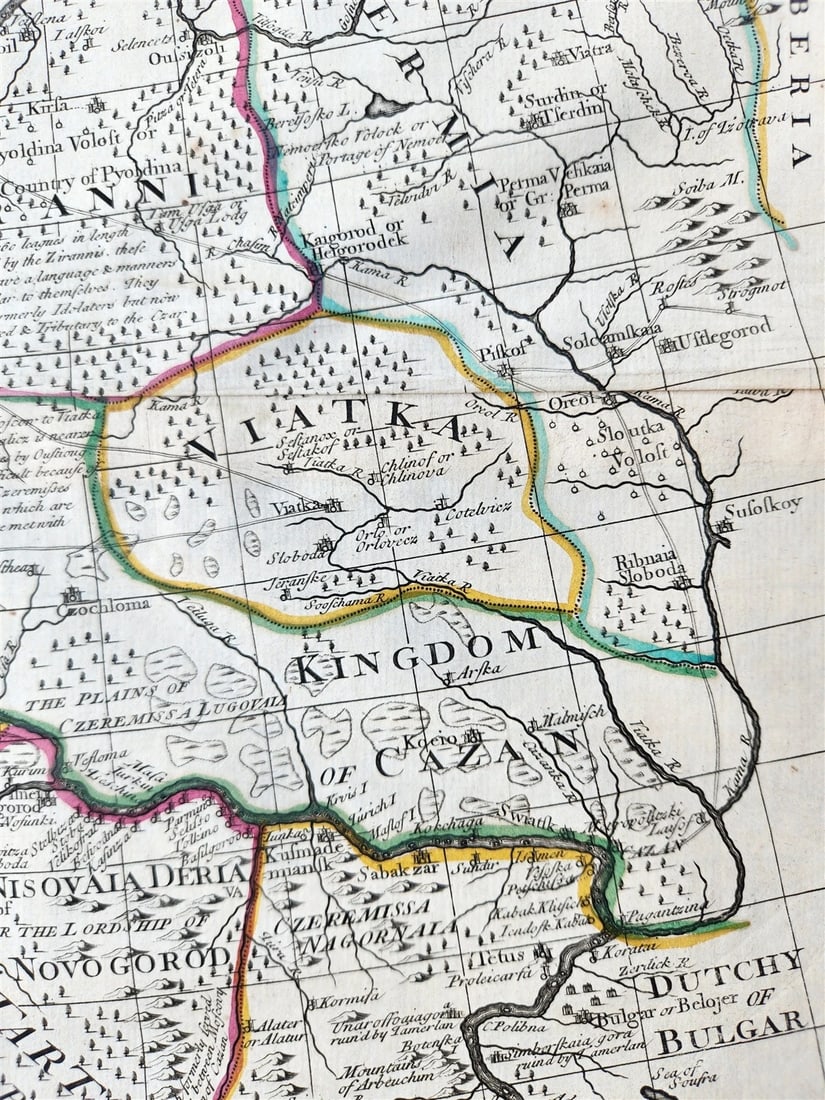 1721 MAP of RUSSIA - MOSCOVEY in EUROPE by Abel Ketelbey ANTIQUE - 7