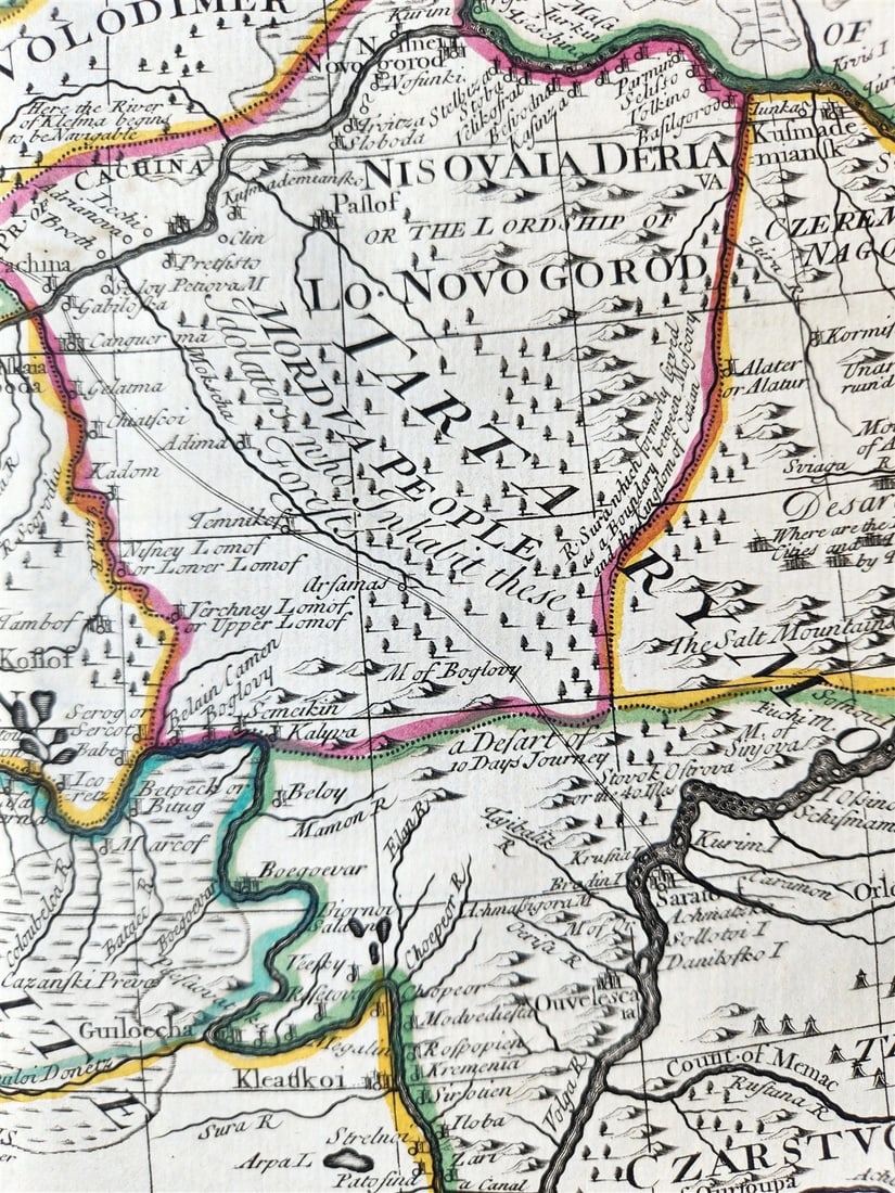 1721 MAP of RUSSIA - MOSCOVEY in EUROPE by Abel Ketelbey ANTIQUE - 8