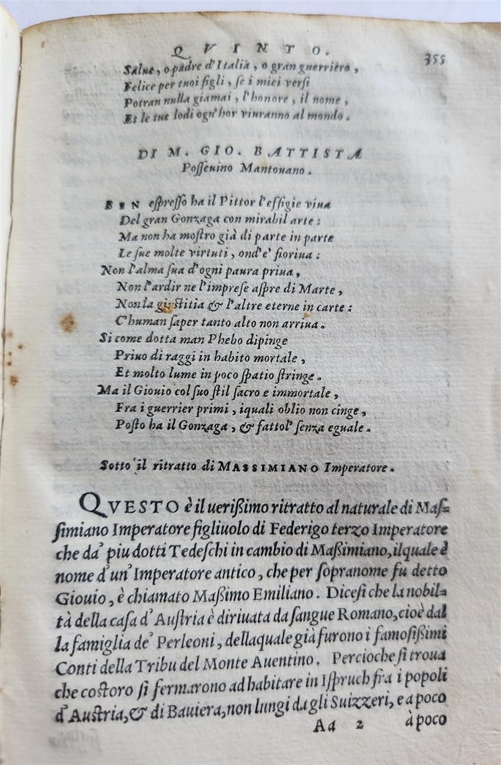 1559 HISTORY by PAOLO GIOVIO antique 16th Century VELLUM BINDING - 7