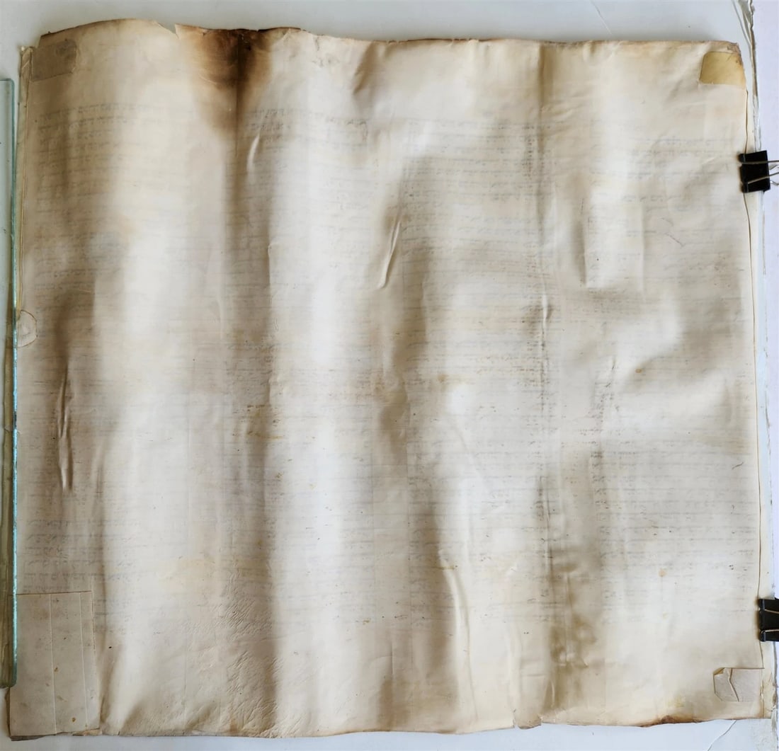 TORAH SCROLL FRAGMENT VELLUM MANUSCRIPT 19th century ANTIQUE DEUTERONOMY 24 - 28 - 6