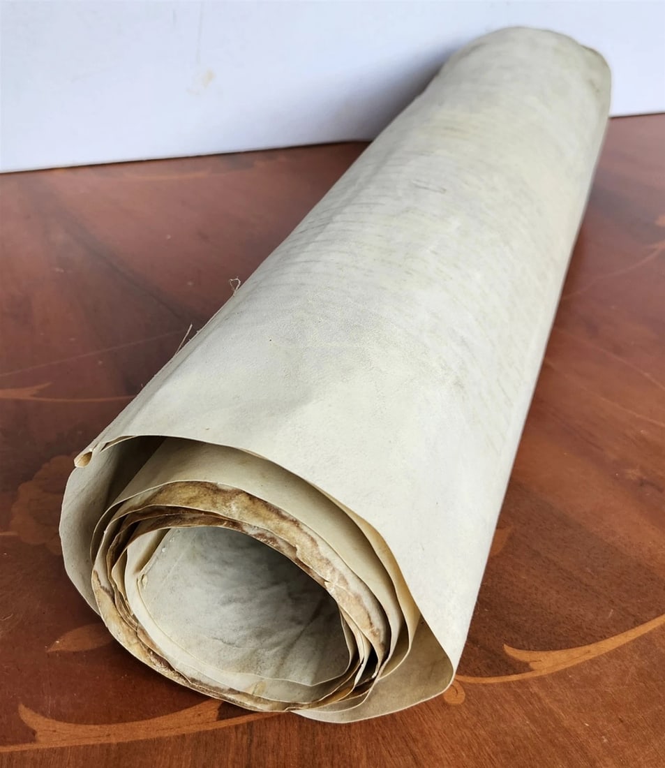 TORAH SCROLL FRAGMENT MANUSCRIPT on VELLUM 19th century ANTIQUE BIBLE EXODUS 12 - 2