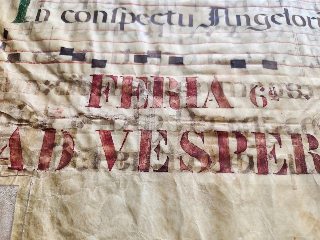 16th century ANTIPHONAL VELLUM MANUSCRIPT antique LITURGICAL TEXT in LATIN 18x27 - 3