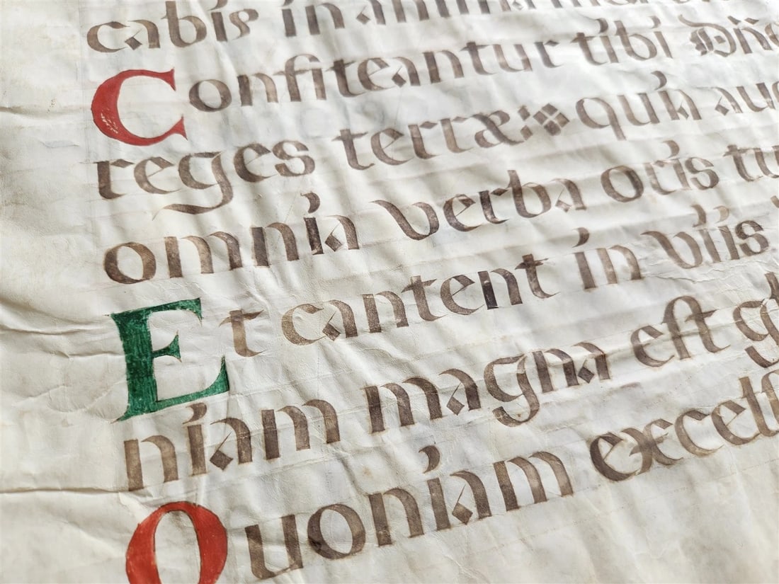 16th century ANTIPHONAL VELLUM MANUSCRIPT antique LITURGICAL TEXT in LATIN 18x27 - 6
