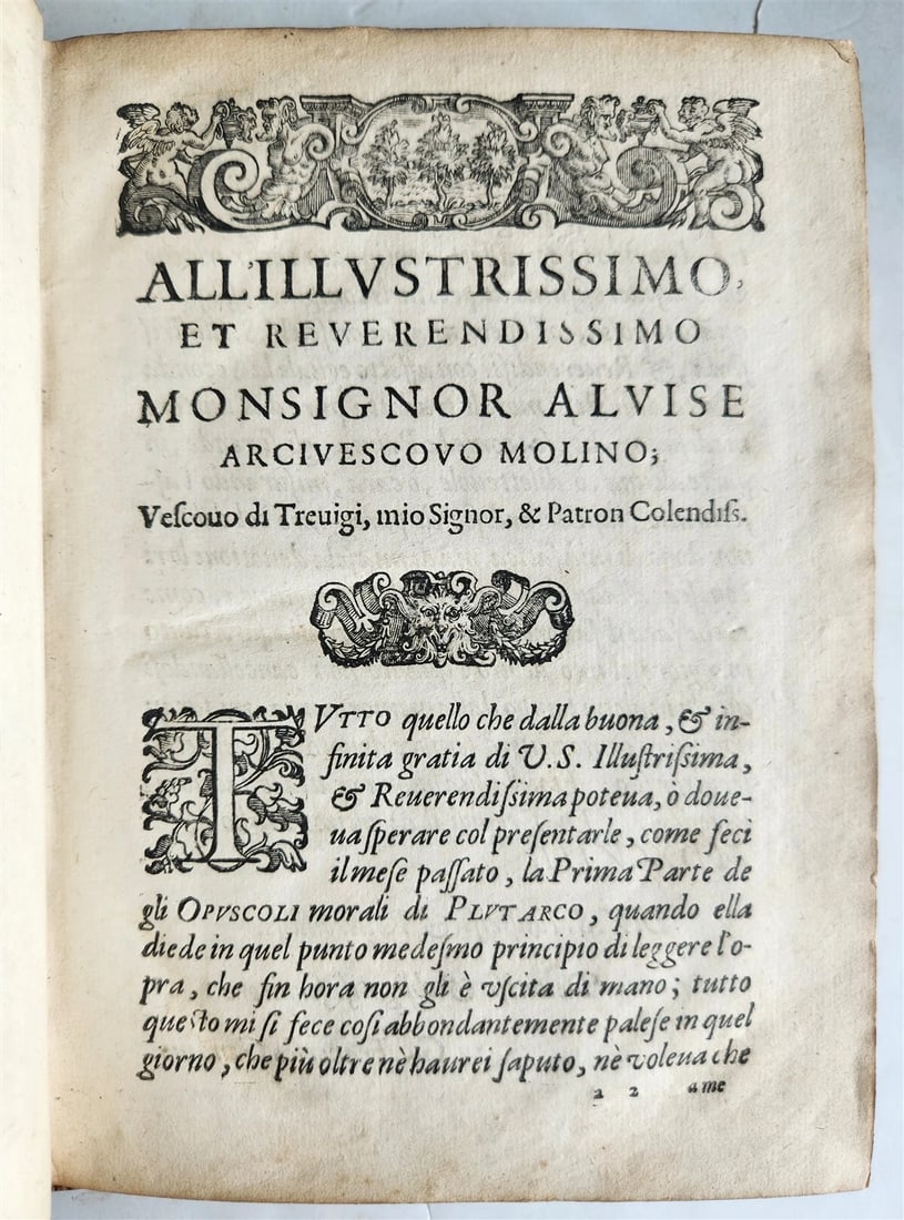 1598 PLUTARCH PHILOSOPHICAL WORK Opuscoli Morali 2 VOLUMES antique VELLUM BOUND - 8