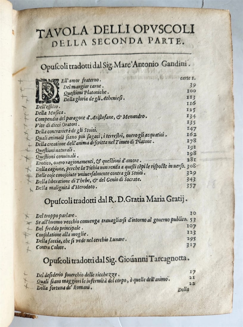 1598 PLUTARCH PHILOSOPHICAL WORK Opuscoli Morali 2 VOLUMES antique VELLUM BOUND - 9