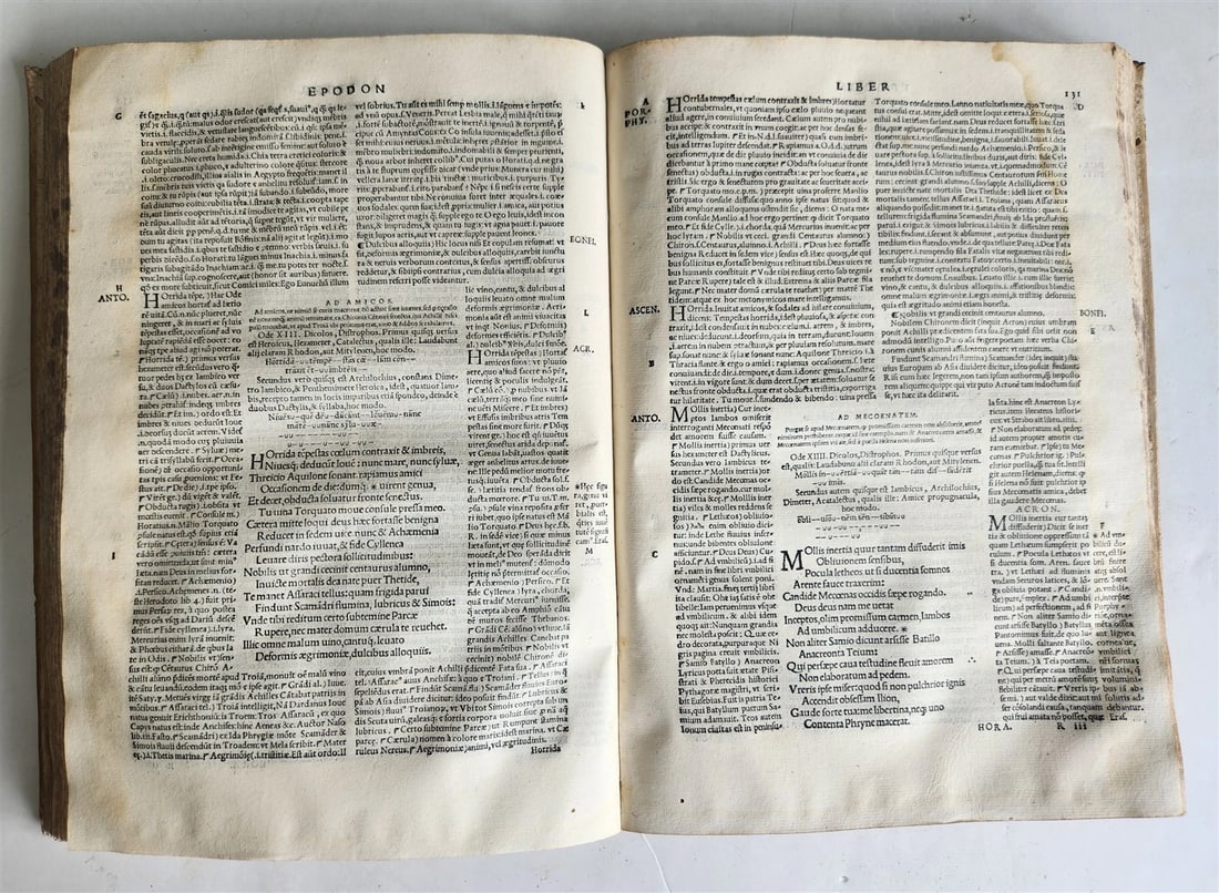 1544 POETRY by HORACE antique ILLUSTRATED VELLUM BOUND 16th CENTURY FOLIO - 13