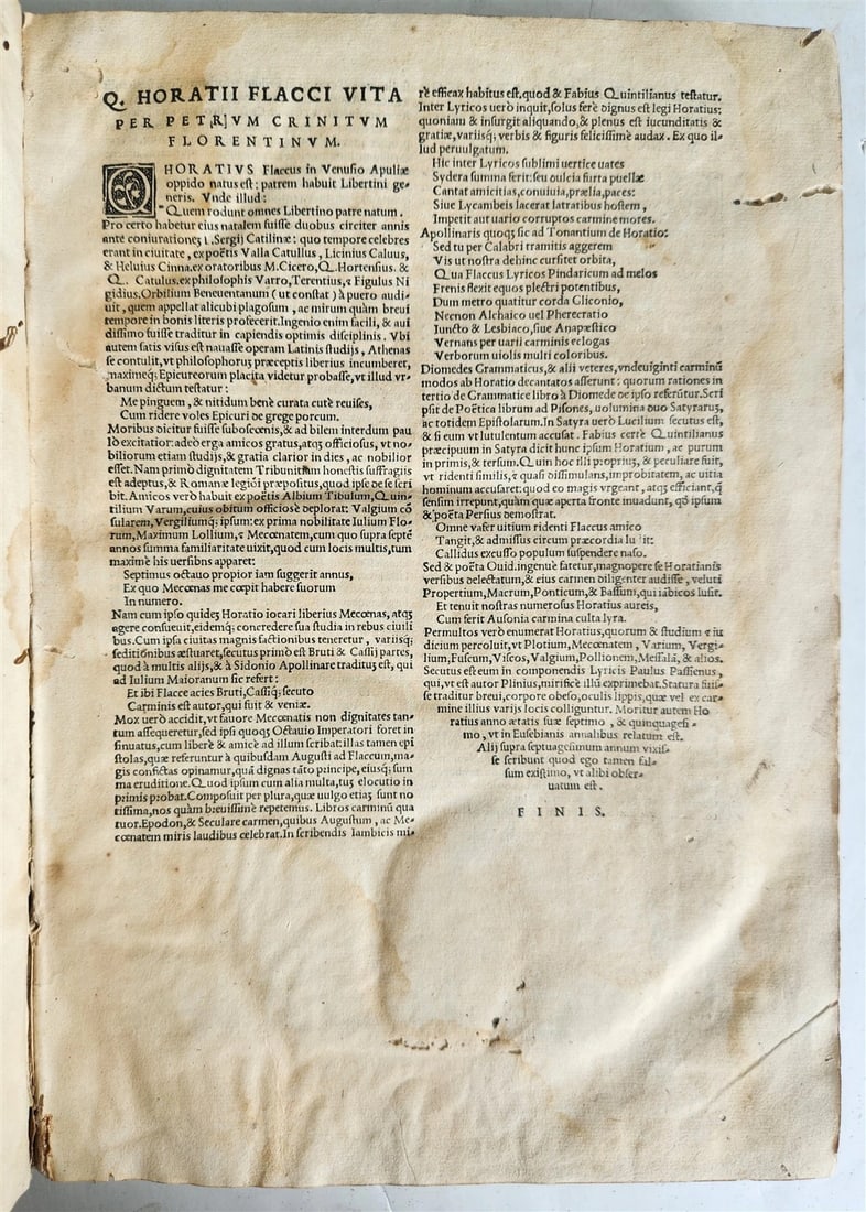 1544 POETRY by HORACE antique ILLUSTRATED VELLUM BOUND 16th CENTURY FOLIO - 16