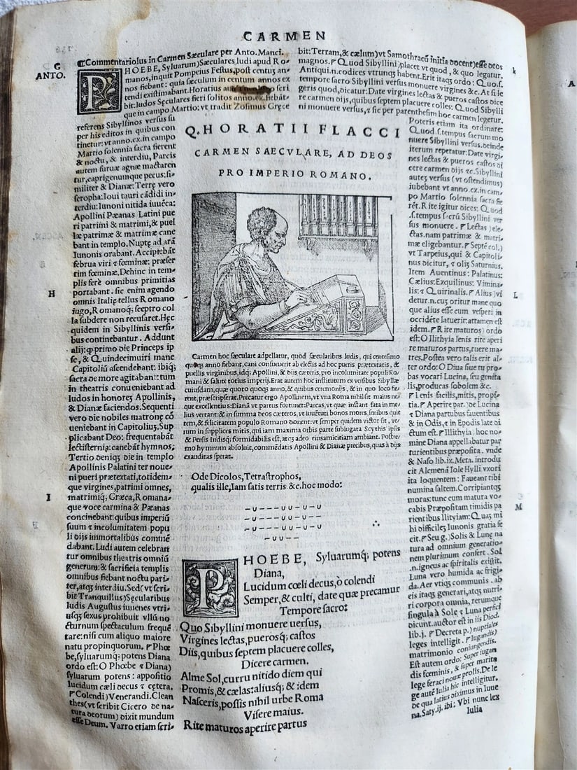 1544 POETRY by HORACE antique ILLUSTRATED VELLUM BOUND 16th CENTURY FOLIO - 6