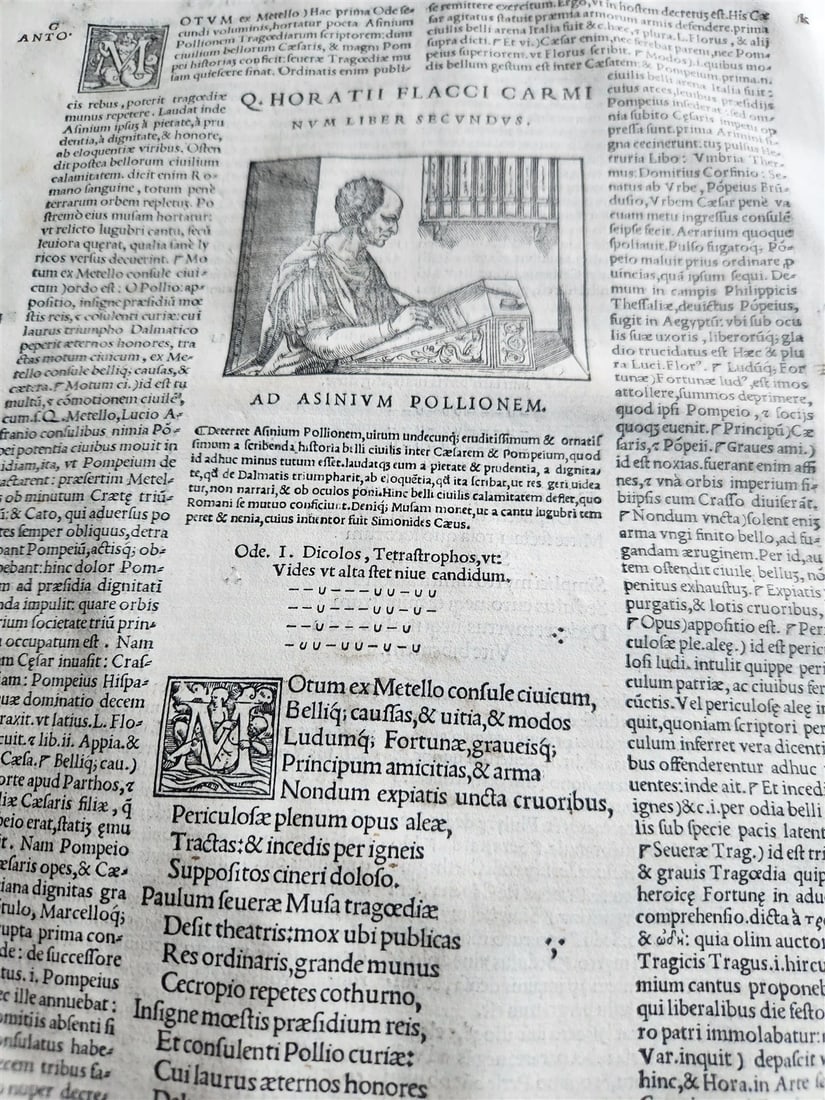 1544 POETRY by HORACE antique ILLUSTRATED VELLUM BOUND 16th CENTURY FOLIO - 8