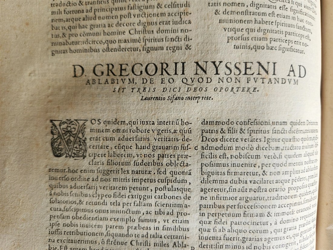 1573 WORKS of GREGORY of NYSSA antique VELLUM BOUND 16th CENTURY FOLIO - 10