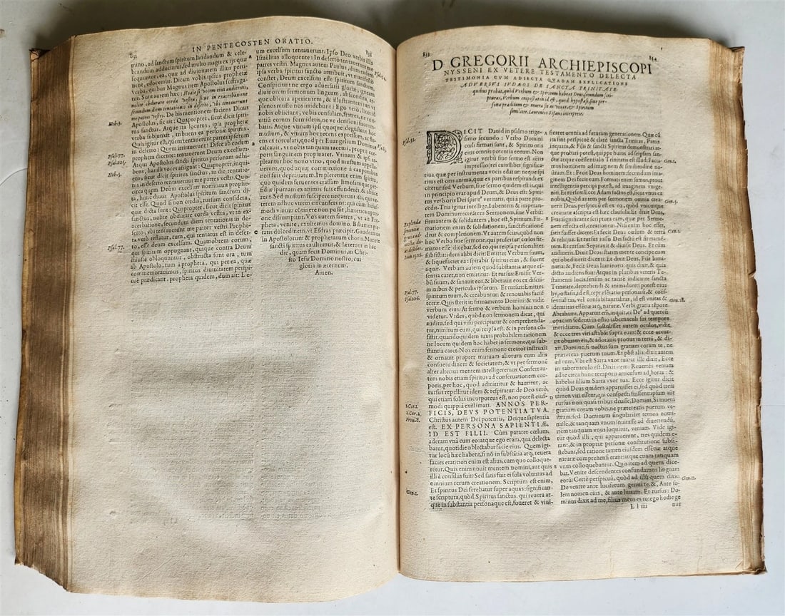 1573 WORKS of GREGORY of NYSSA antique VELLUM BOUND 16th CENTURY FOLIO - 12
