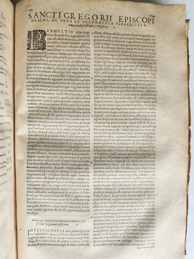 1573 WORKS of GREGORY of NYSSA antique VELLUM BOUND 16th CENTURY FOLIO - 13