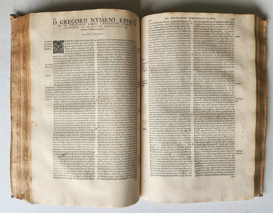 1573 WORKS of GREGORY of NYSSA antique VELLUM BOUND 16th CENTURY FOLIO - 14