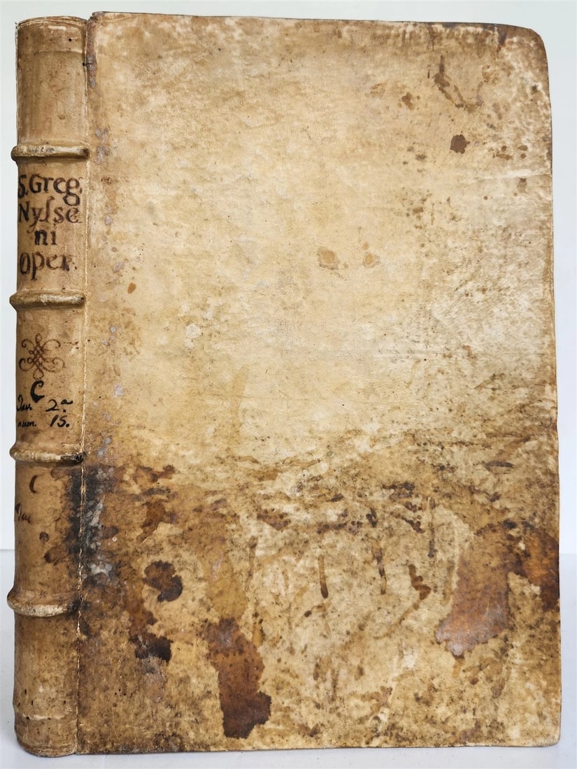 1573 WORKS of GREGORY of NYSSA antique VELLUM BOUND 16th CENTURY FOLIO - 2
