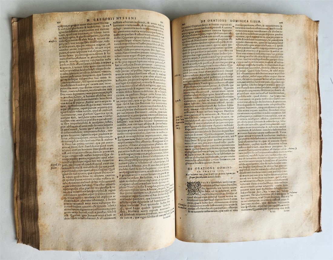 1573 WORKS of GREGORY of NYSSA antique VELLUM BOUND 16th CENTURY FOLIO - 6