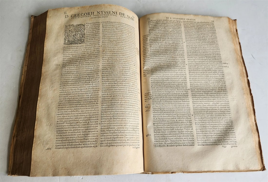 1573 WORKS of GREGORY of NYSSA antique VELLUM BOUND 16th CENTURY FOLIO - 8