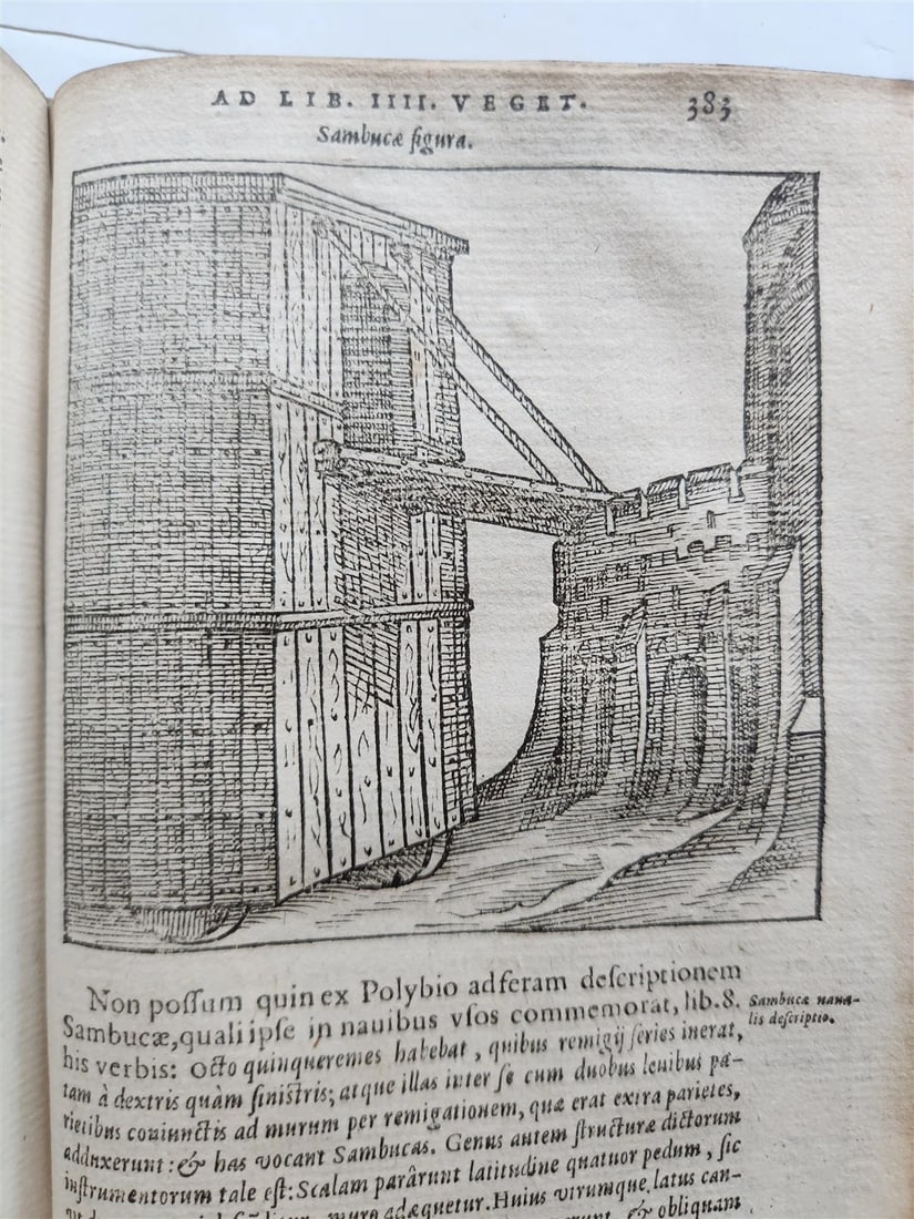1592 ILLUSTRATED ANCIENT WARFARE TREATISE by V.Flavius antique VELLUM BINDING - 10