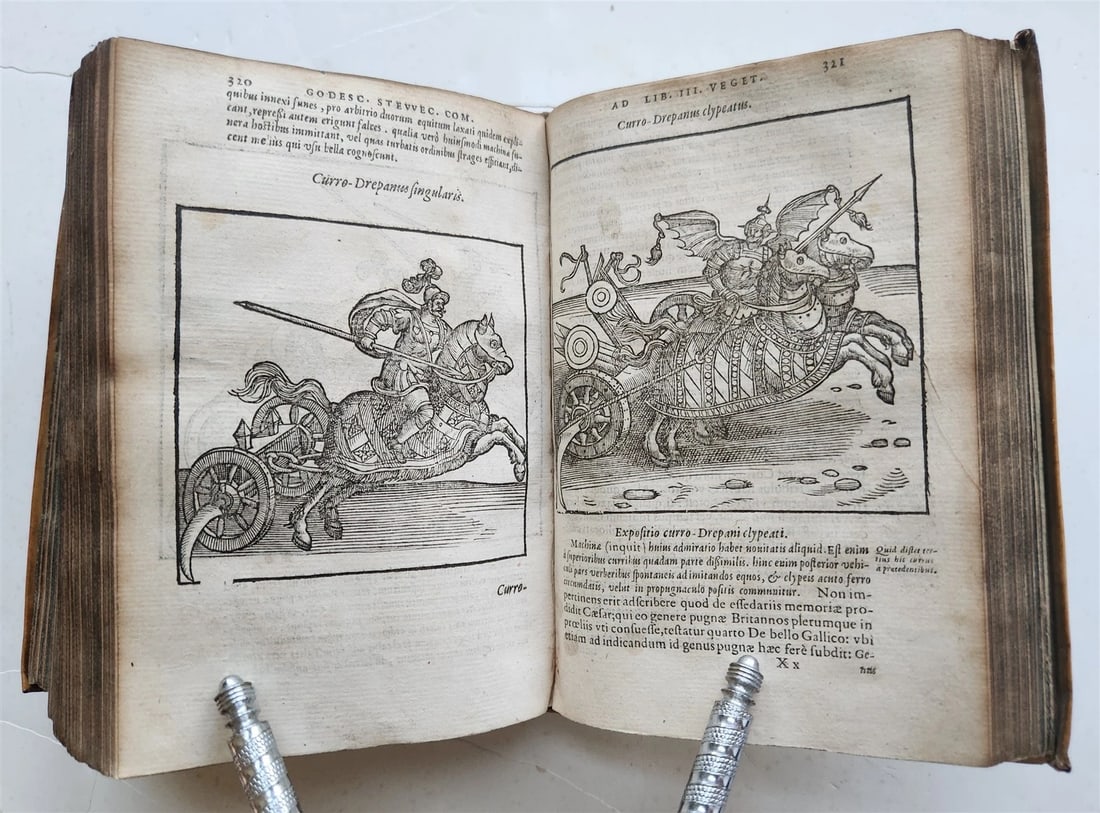 1592 ILLUSTRATED ANCIENT WARFARE TREATISE by V.Flavius antique VELLUM BINDING - 17