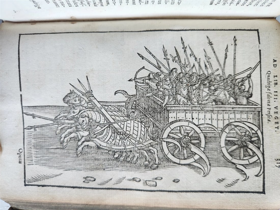 1592 ILLUSTRATED ANCIENT WARFARE TREATISE by V.Flavius antique VELLUM BINDING - 4