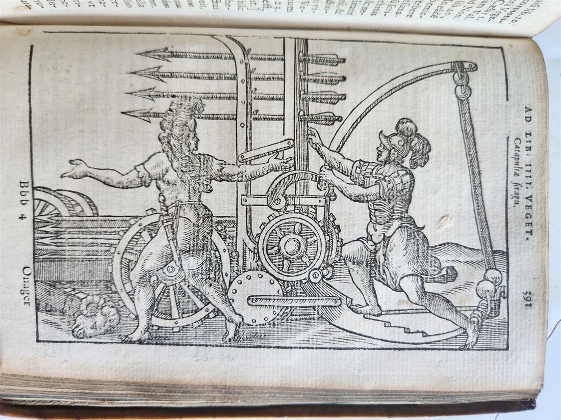 1592 ILLUSTRATED ANCIENT WARFARE TREATISE by V.Flavius antique VELLUM BINDING - 7