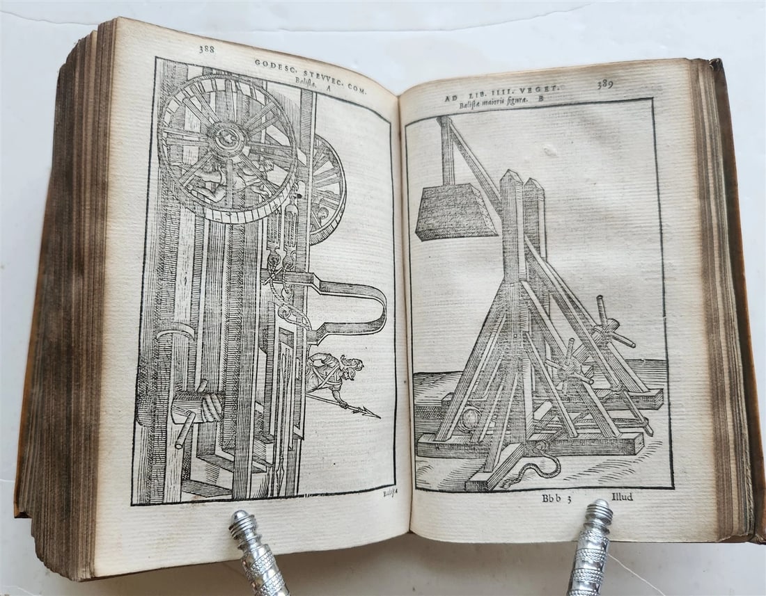 1592 ILLUSTRATED ANCIENT WARFARE TREATISE by V.Flavius antique VELLUM BINDING - 8