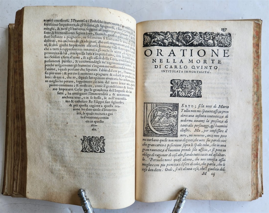 1567 LIFE of CHARLES V by Lodovico Dolce antique VELLUM BINDING 16th CENTURY - 12