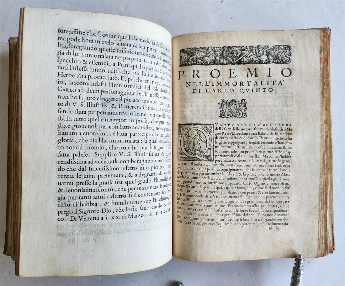 1567 LIFE of CHARLES V by Lodovico Dolce antique VELLUM BINDING 16th CENTURY - 13