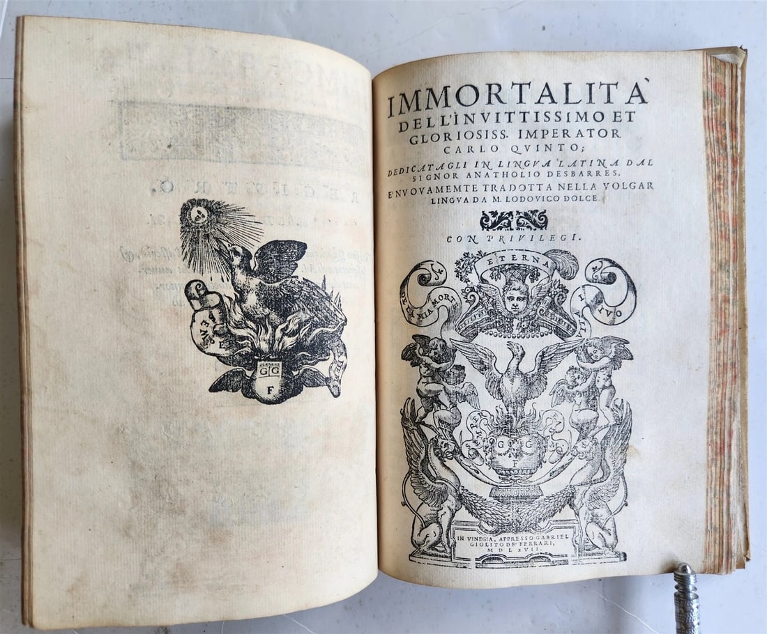 1567 LIFE of CHARLES V by Lodovico Dolce antique VELLUM BINDING 16th CENTURY - 15