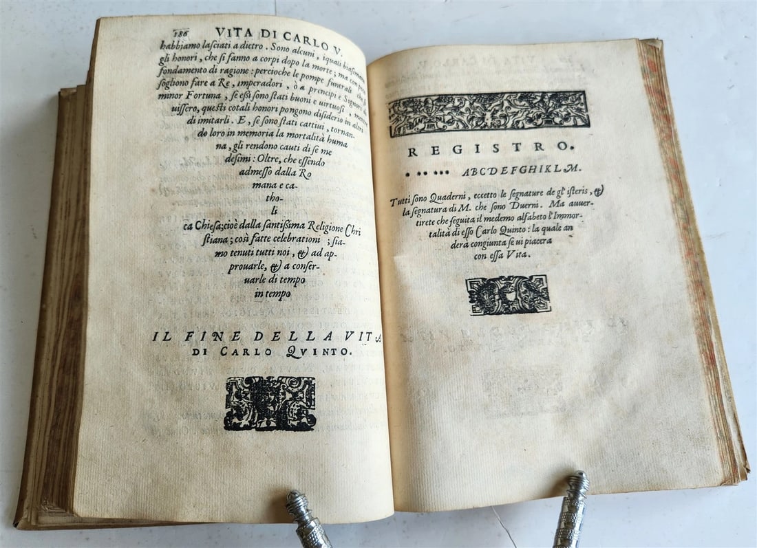 1567 LIFE of CHARLES V by Lodovico Dolce antique VELLUM BINDING 16th CENTURY - 16