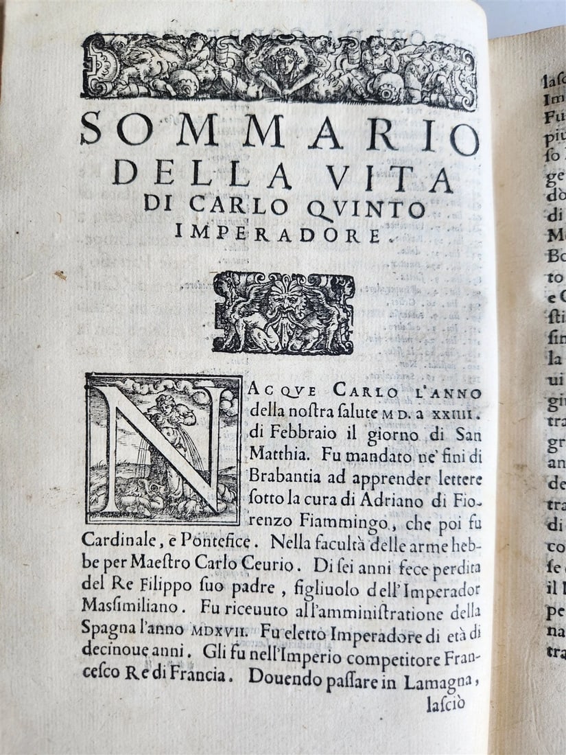 1567 LIFE of CHARLES V by Lodovico Dolce antique VELLUM BINDING 16th CENTURY - 18