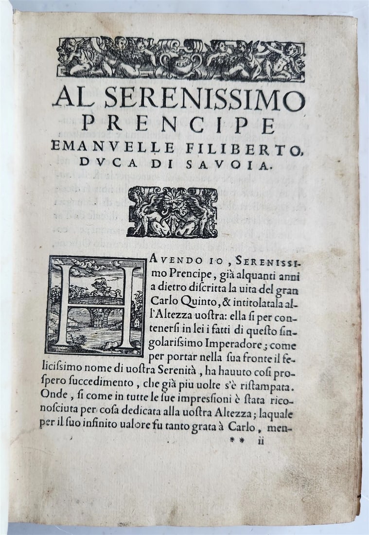 1567 LIFE of CHARLES V by Lodovico Dolce antique VELLUM BINDING 16th CENTURY - 5