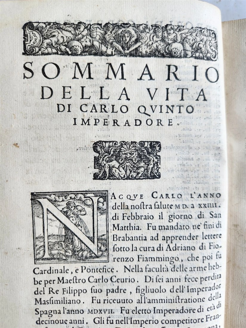 1567 LIFE of CHARLES V by Lodovico Dolce antique VELLUM BINDING 16th CENTURY - 7
