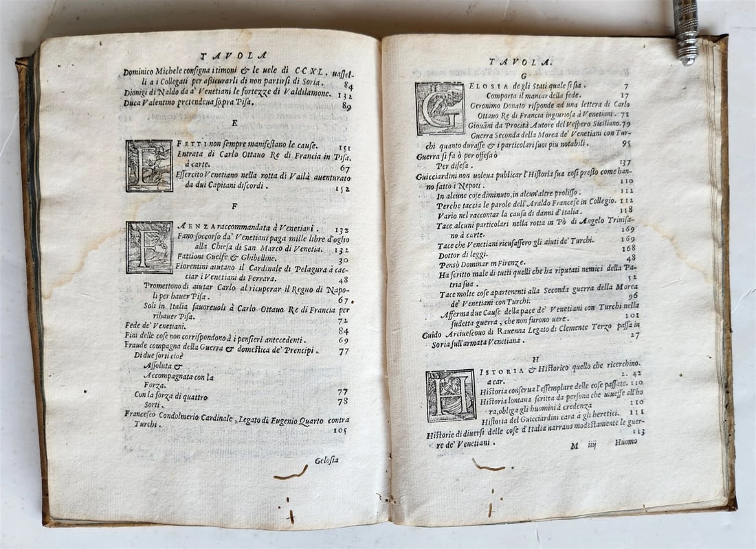 1583 HISTORY of ITALY di messer Francesco Guicciardini VELLUM BINDING antique - 12