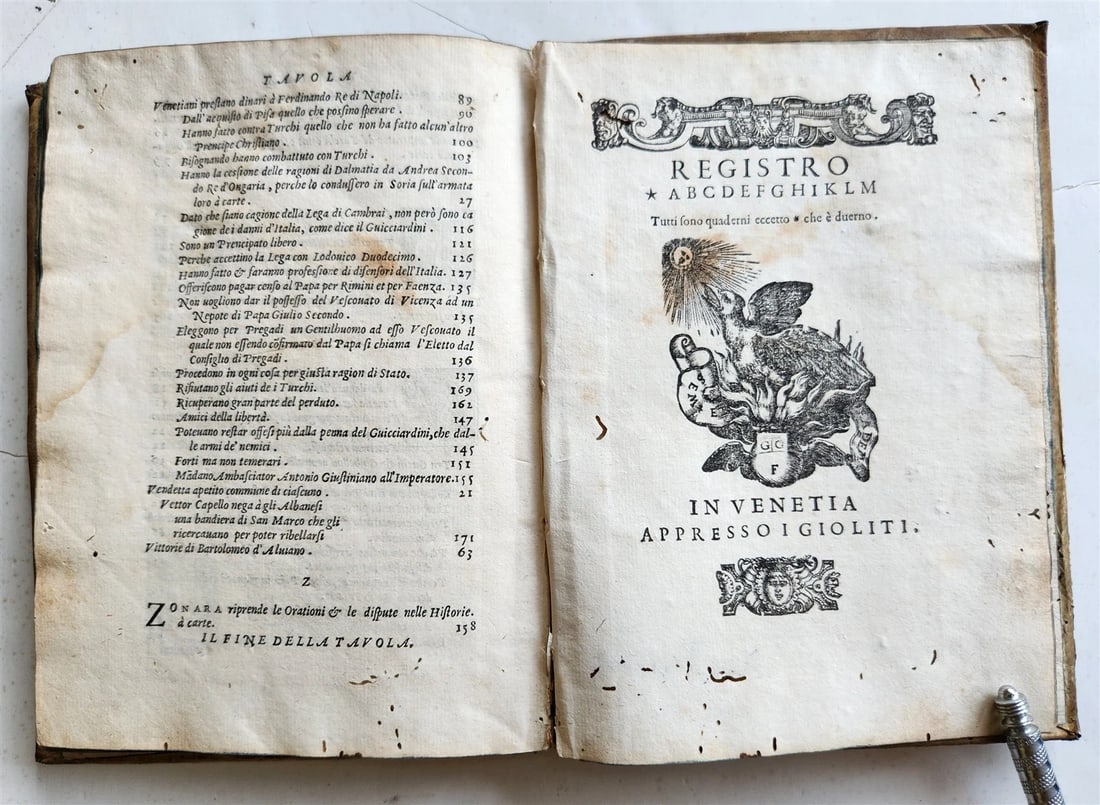 1583 HISTORY of ITALY di messer Francesco Guicciardini VELLUM BINDING antique - 4