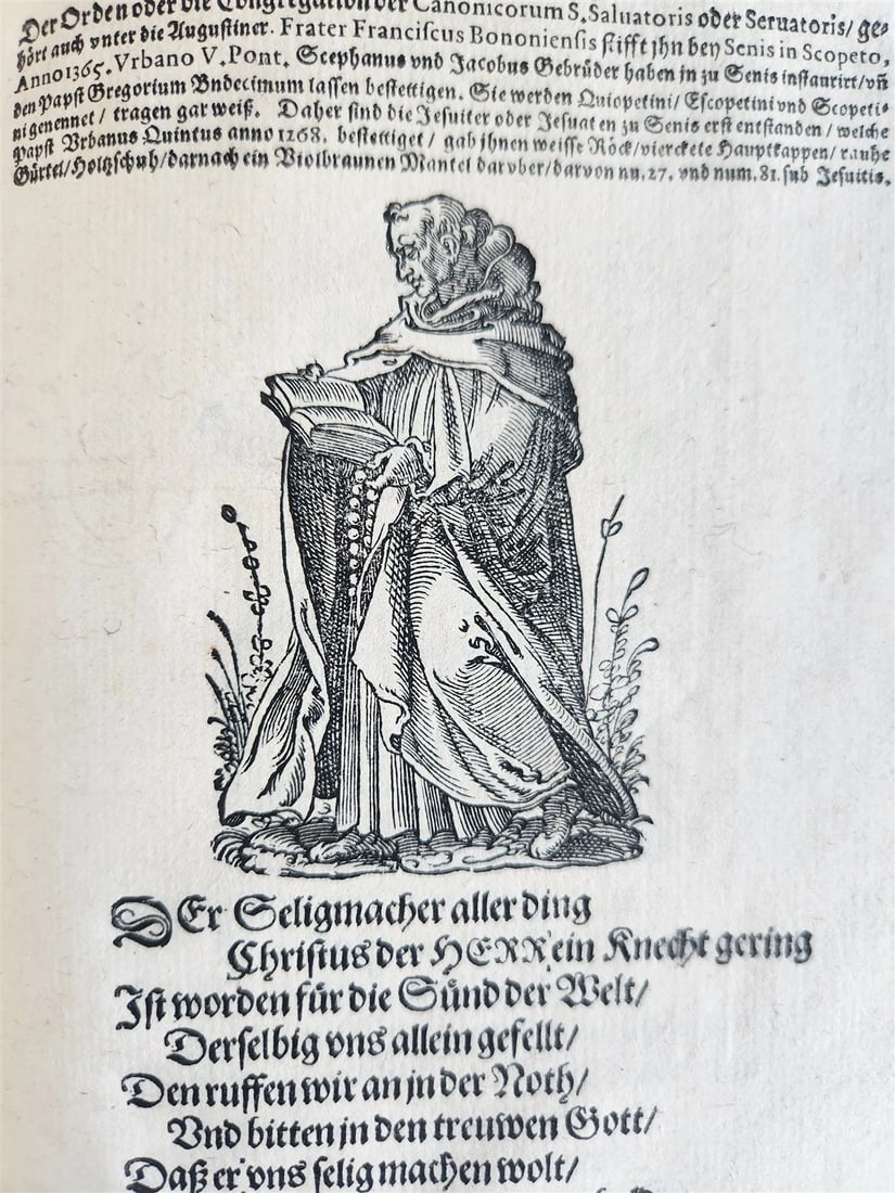 1585 ORDERS of CATHOLIC CHURCH Lonicer ILLUSTRATED by JOST AMMAN antique VELLUM - 15