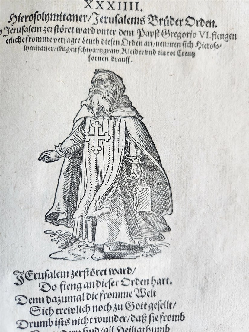 1585 ORDERS of CATHOLIC CHURCH Lonicer ILLUSTRATED by JOST AMMAN antique VELLUM - 19