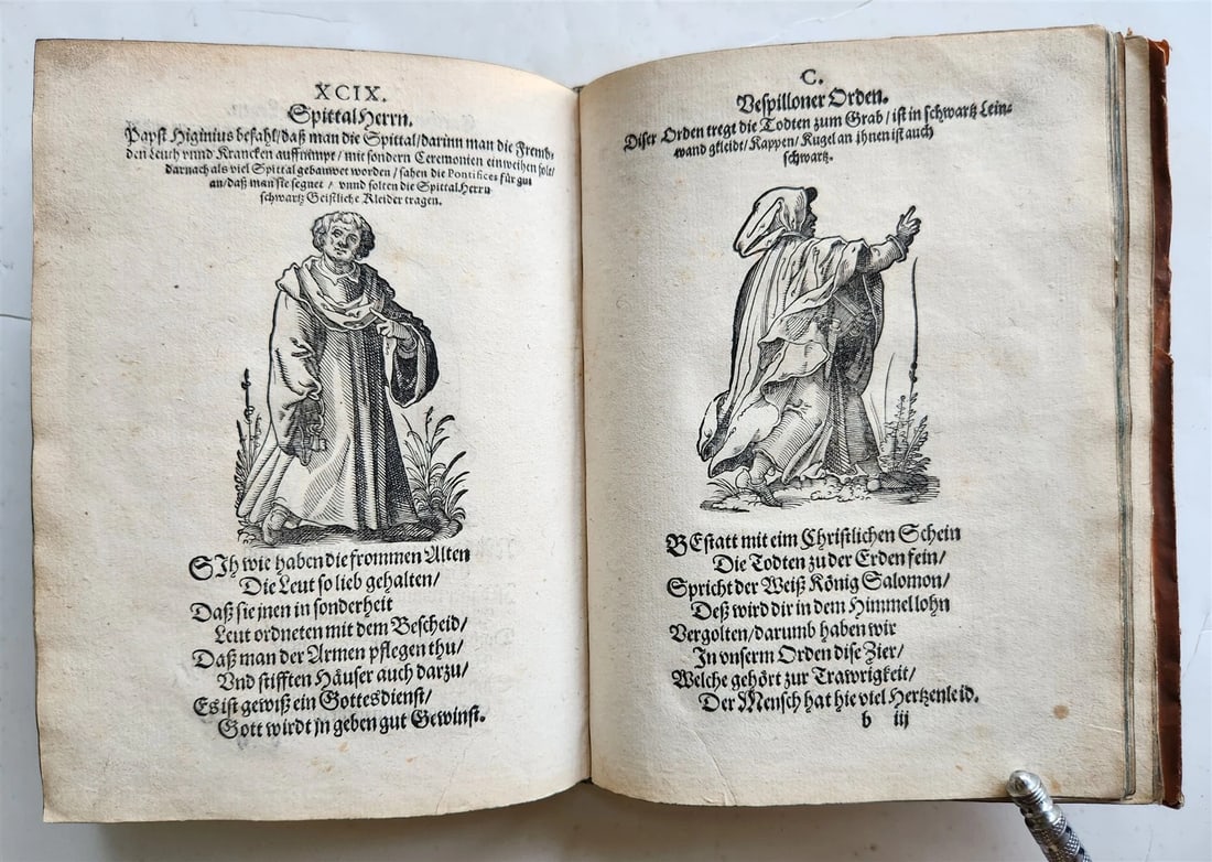 1585 ORDERS of CATHOLIC CHURCH Lonicer ILLUSTRATED by JOST AMMAN antique VELLUM - 5