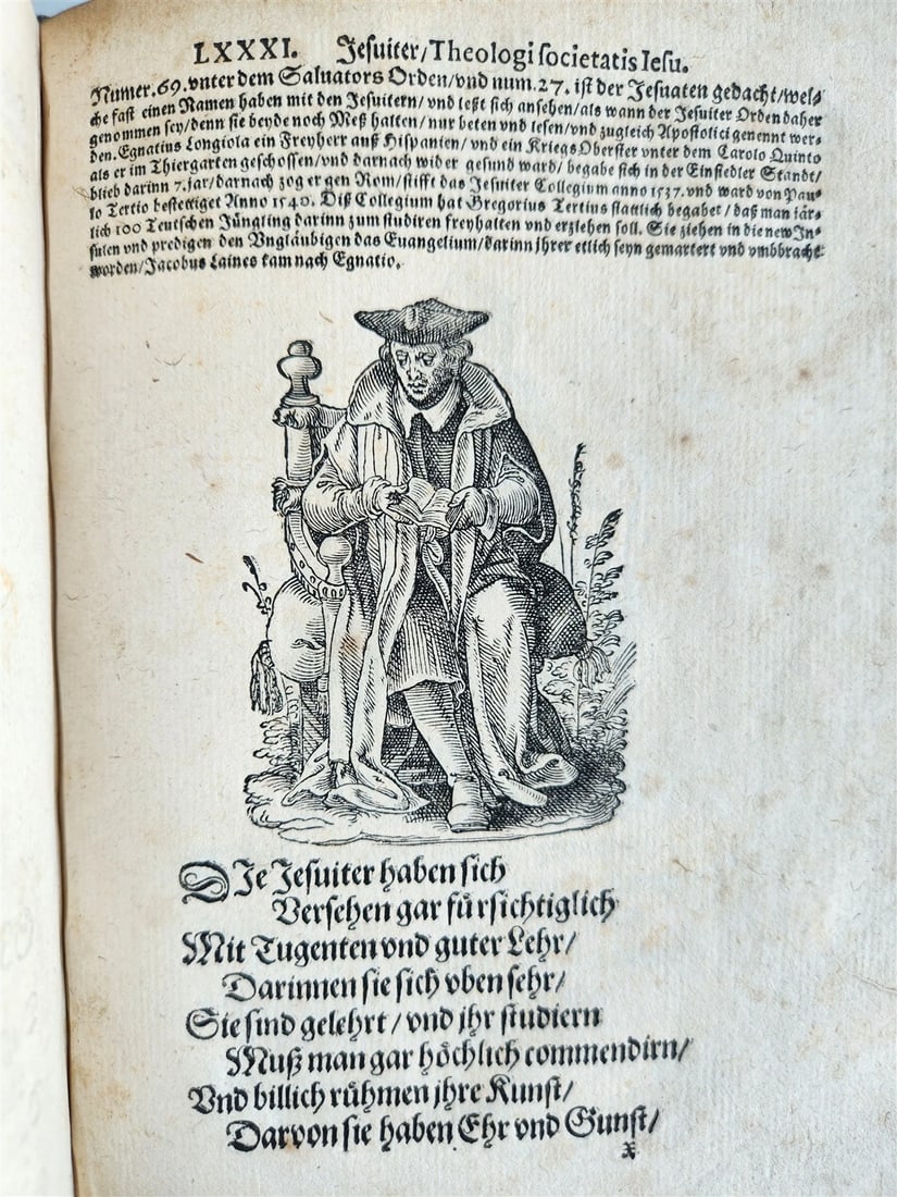 1585 ORDERS of CATHOLIC CHURCH Lonicer ILLUSTRATED by JOST AMMAN antique VELLUM - 8