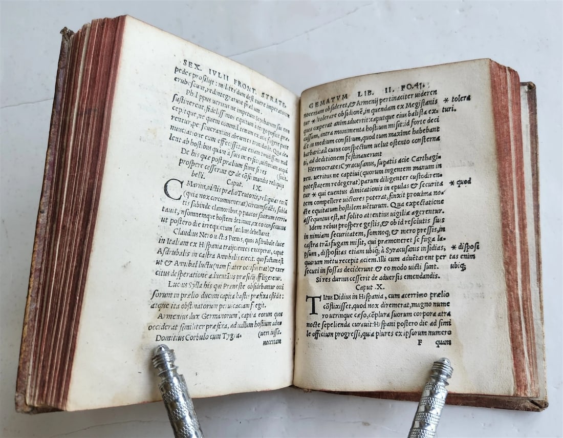 1524 POST-INCUNABULA ANCIENT WARFARE TREATISE by V.Flavius antique PIGSKIN - 13
