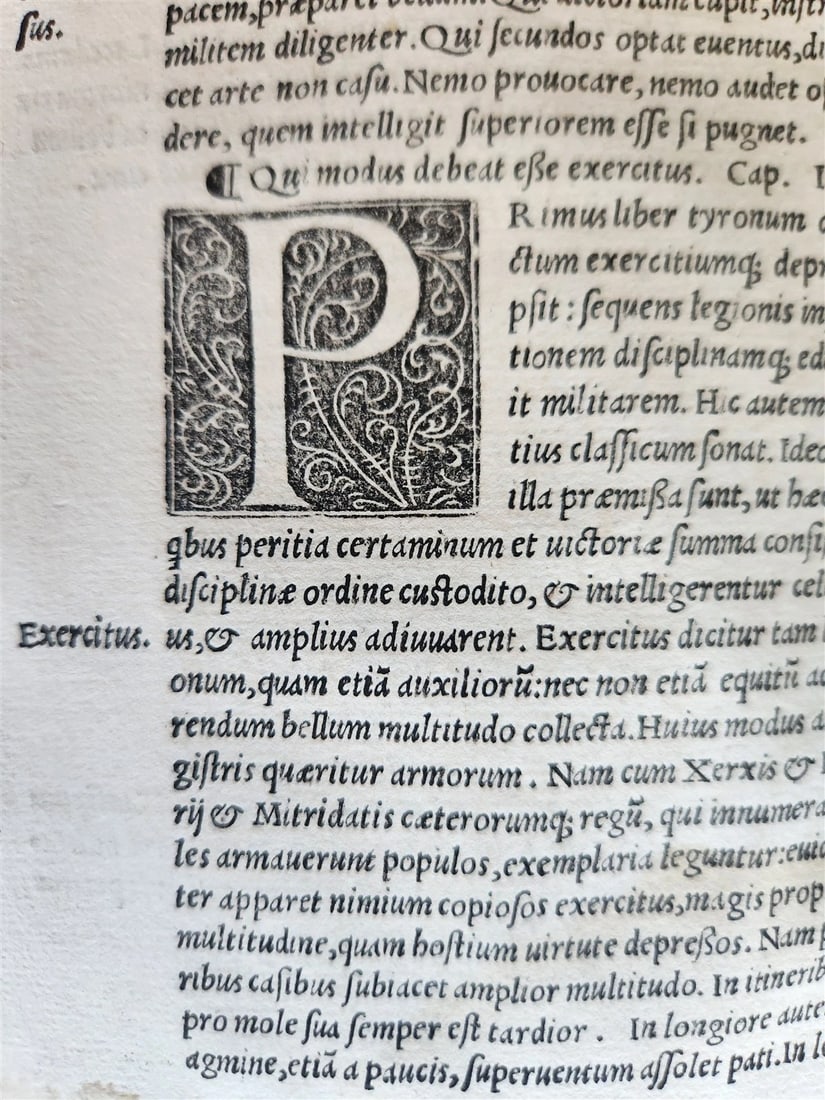 1524 POST-INCUNABULA ANCIENT WARFARE TREATISE by V.Flavius antique PIGSKIN - 7