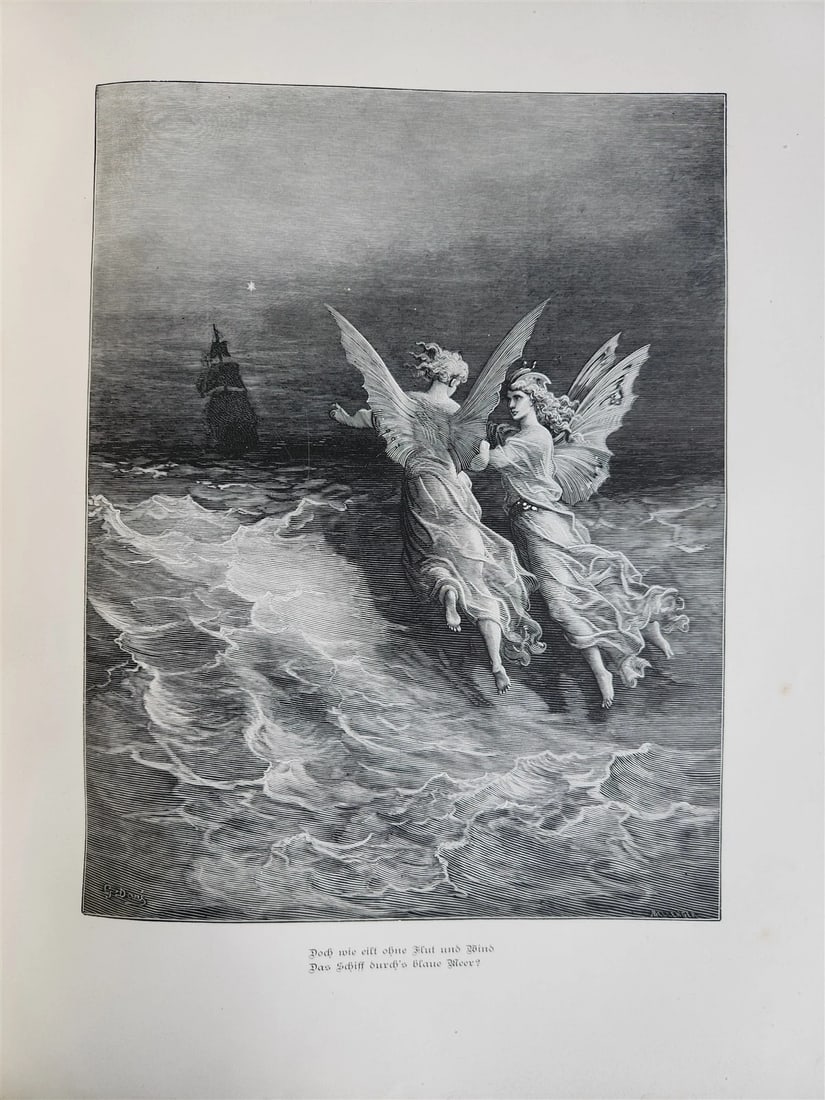 1877 ANCIENT MARINER ILLUSTRATED by GUSTAVE DORE antique Der alte Matrose GERMAN - 10