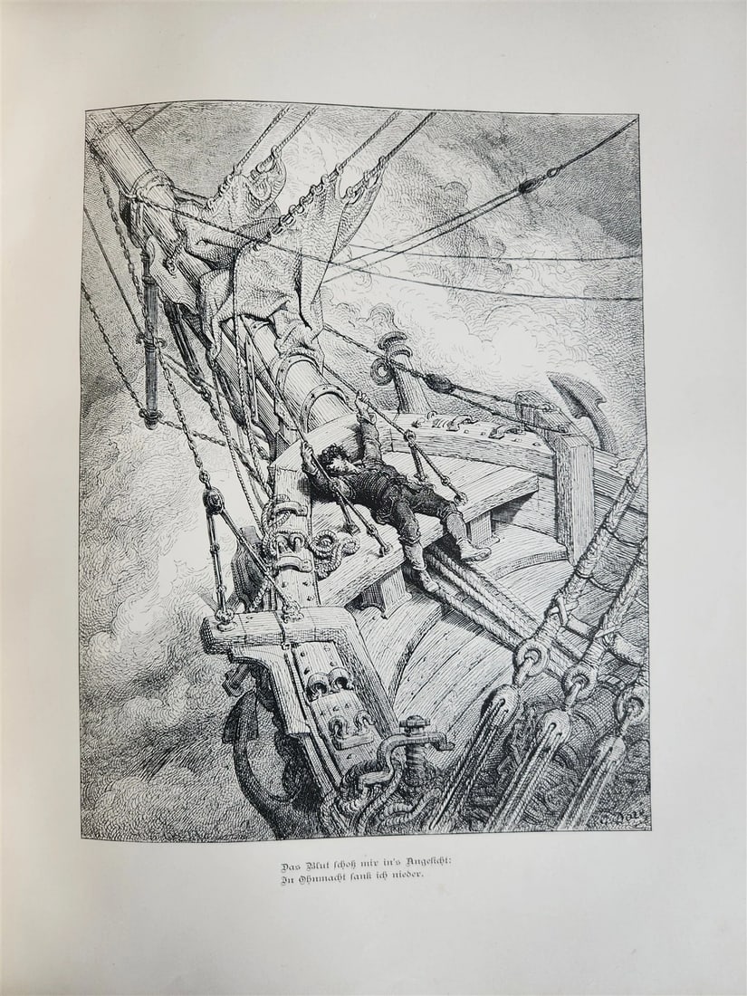 1877 ANCIENT MARINER ILLUSTRATED by GUSTAVE DORE antique Der alte Matrose GERMAN - 12