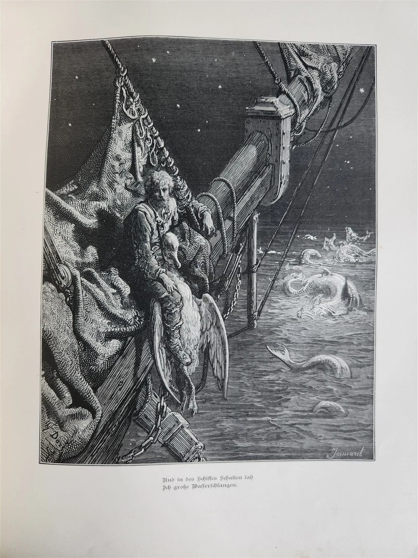 1877 ANCIENT MARINER ILLUSTRATED by GUSTAVE DORE antique Der alte Matrose GERMAN - 16