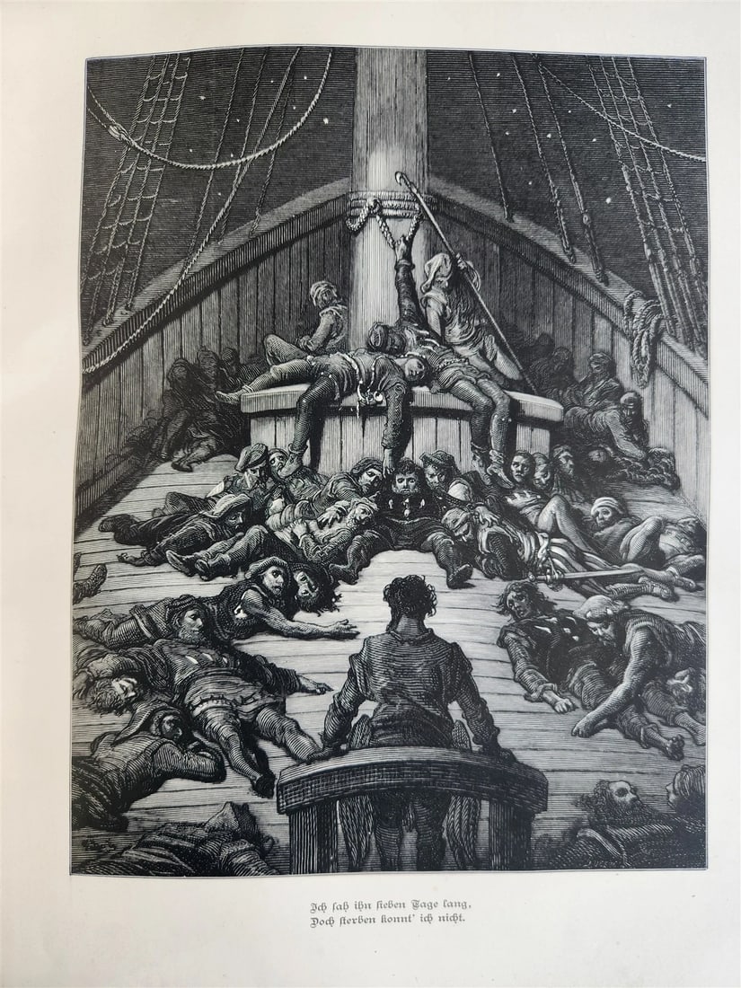 1877 ANCIENT MARINER ILLUSTRATED by GUSTAVE DORE antique Der alte Matrose GERMAN - 17