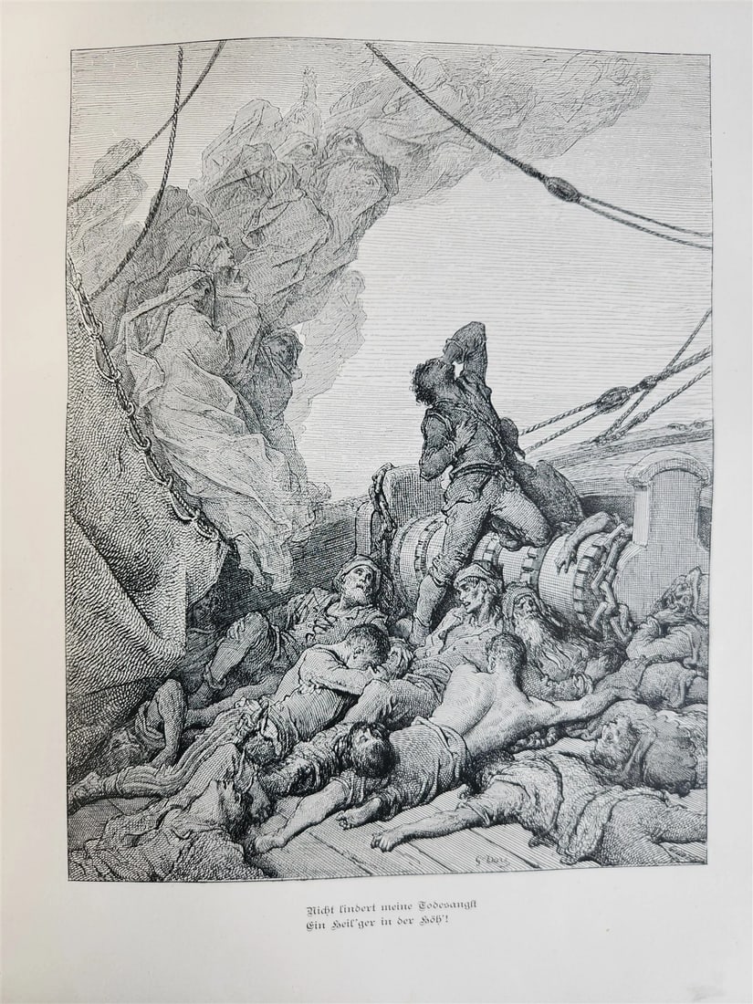 1877 ANCIENT MARINER ILLUSTRATED by GUSTAVE DORE antique Der alte Matrose GERMAN - 19