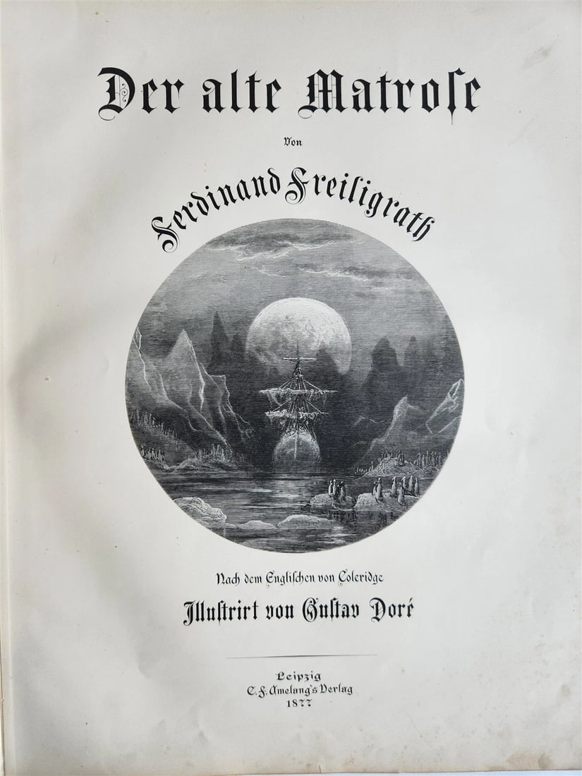 1877 ANCIENT MARINER ILLUSTRATED by GUSTAVE DORE antique Der alte Matrose GERMAN - 2