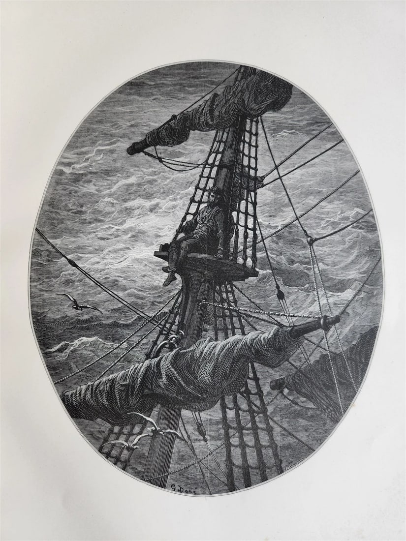 1877 ANCIENT MARINER ILLUSTRATED by GUSTAVE DORE antique Der alte Matrose GERMAN - 3